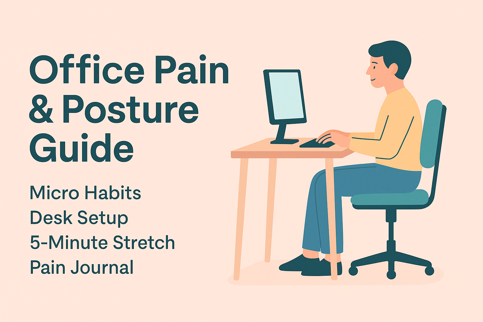 Office Workers’ Pain & Posture Guide: Micro-Habits, Desk Setup Checklist, “5-Minute” Micro-Stretches, Pain Log Template